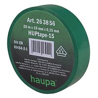 Изолента ПВХ зеленая 19 мм х 20 м HAUPA 263856