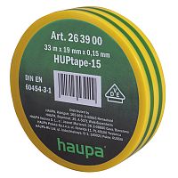 Изолента ПВХ желто-зеленая 19 мм х 33 м HAUPA 263900